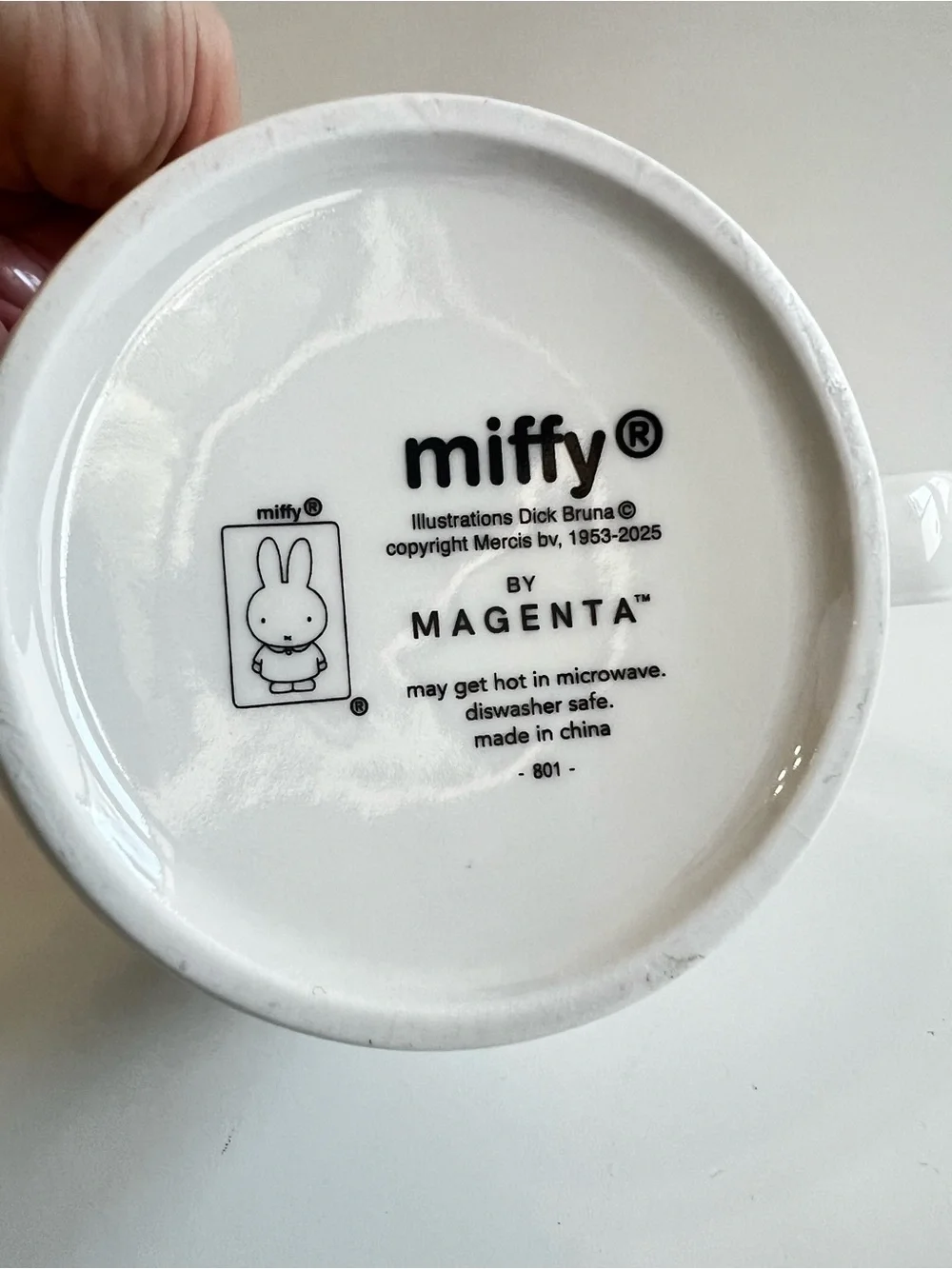 NWT MIFFY Bunny 20 Oz Ceramic Mug By Magenta Orange Dress With Stars Teddy Bear